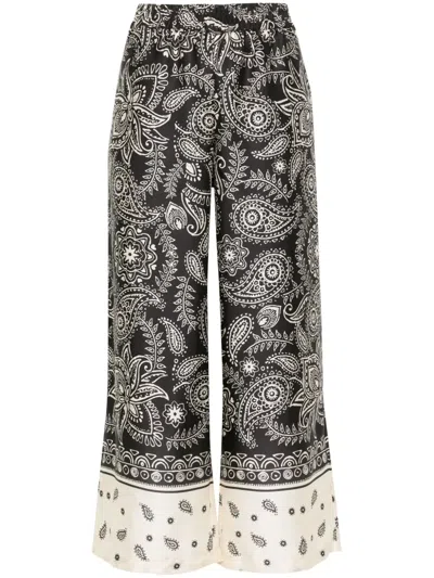 Liu •jo Paisley-print Cropped Trousers In Black