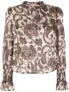 Liu •jo Paisley-print Pleated Blouse In Black