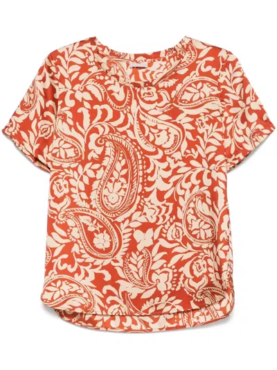 Liu •jo Paisley-print T-shirt In Orange