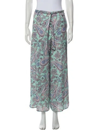 Pre-owned Liu •jo Paisley Print Wide Leg Pants In Green