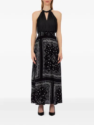 Liu •jo Paisley V-neck Dress In Black