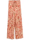 Liu •jo Liu Jo Trousers In Orange Motif With Tie Waist