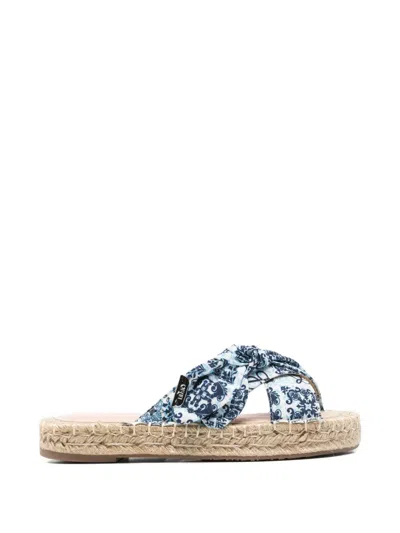Liu •jo Paisley-print Braided Sandals In Blue