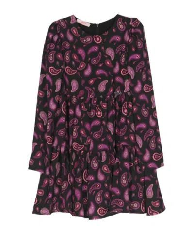 Liu •jo Kids' Paisley-print Tiered-skirt Dress In Multi