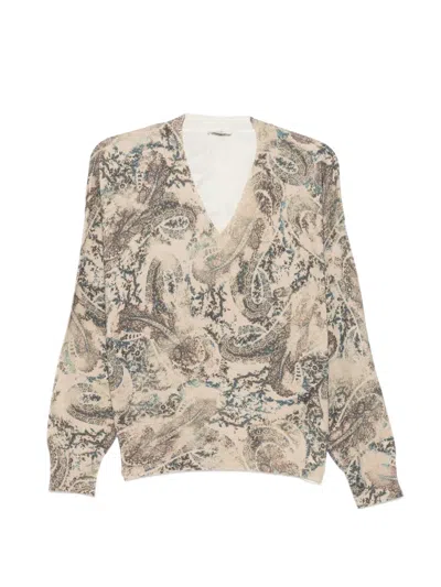 Liu •jo Paisley-print V-neck Sweater In Multi