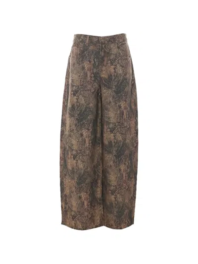 Liu •jo Paisley-print Wide-leg Jeans In Brown