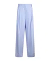 Liu •jo Linen And Cotton Palazzo Trousers In Blue
