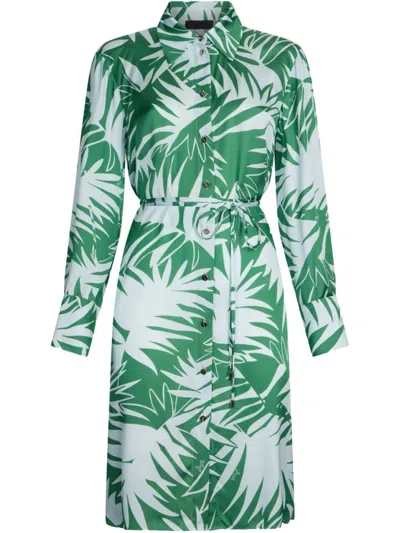 LIU •JO LIU JO PALM LEAF PRINT DRESS WITH BELTED WAIST