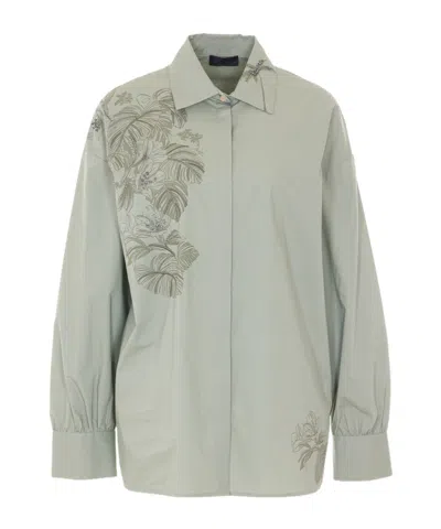 Liu •jo Liu Jo Palm Print Embellished Shirt In Gray