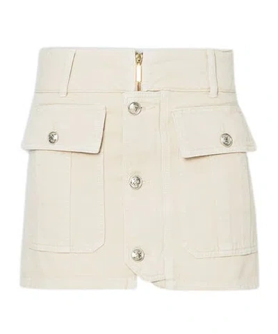 Liu •jo Panelled Denim Mini Skirt In White