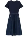 Liu •jo Panelled Midi Dress In Blue