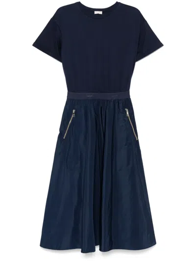 Liu •jo Panelled Midi Dress In Blue