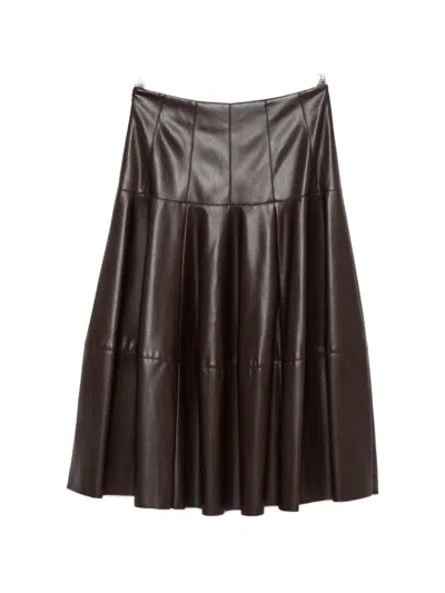 Liu •jo Panelled Pleated Midi Skirt In Brown