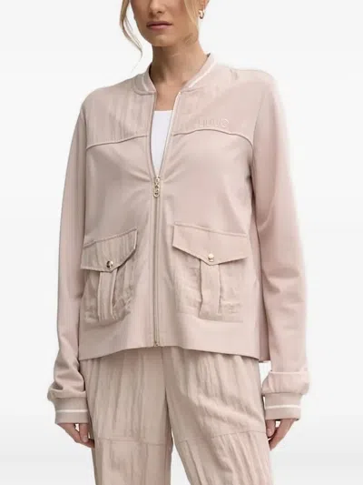 Liu •jo Panelled Zip-up Jacket In Gold