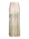 Liu •jo Printed Denim Wide-leg Pants In Beige