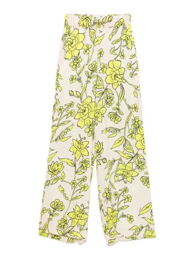 Liu •jo Satin Trousers With Printing In Beige