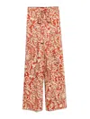 Liu •jo Liu Jo Trousers In Orange Motif With Tie Waist