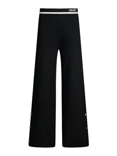Liu •jo Straight Trousers With Logo In Black