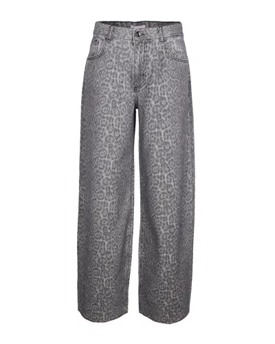 Liu •jo Pantalone Flare Con Stampa Grigio In Gray