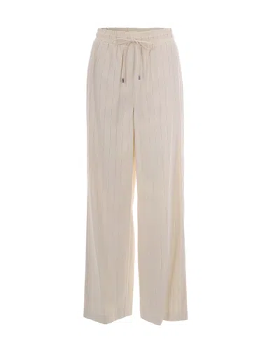 Liu •jo Pantalone Gessato Cremino Stripe In Neutral