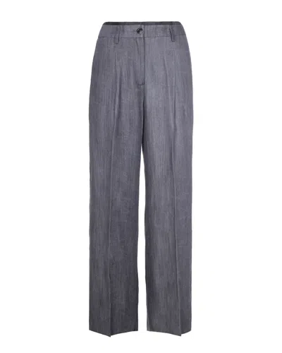 LIU •JO PANTALONE STRAIGHT IN DENIM GRIGIO
