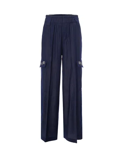 Liu •jo Pantalone Tasconi Strass Normal Wash In Blue
