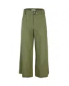 Liu •jo Cotton Trousers In Green With Waist Belt In X0680