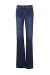 Liu •jo Flare High Waist Trousers With Rivet Accents In Blue