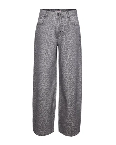 Liu •jo Animal Print Jeans With Pockets And Strass In Gray
