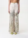 Liu •jo Flared Wide Leg Trousers With Tropical Print In Green