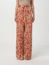 Liu •jo Liu Jo Trousers In Orange Motif With Tie Waist In Bunt