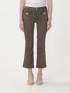 Liu •jo Mid-waist Flared Trousers In Olive