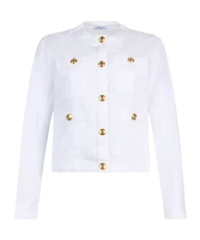 LIU •JO LIU JO BUTTONED CREWNECK DENIM JACKET