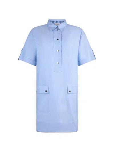 Liu •jo Patch Pocket Shirt Mini Dress In Blue