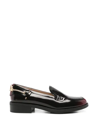 Liu •jo Patent-leather Logo-plaque Loafers In Black