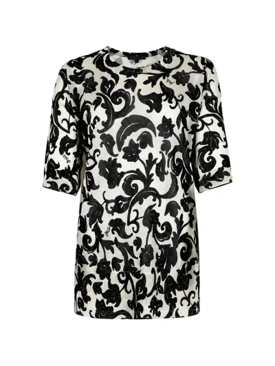 Liu •jo Pattern Short-sleeve T-shirt In Black