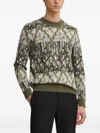 Liu •jo Patterned Crew-neck Sweater In Green