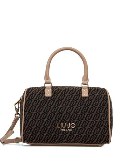 Liu •jo Patterned Top Handle Tote Bag In Brown