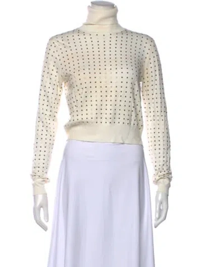 Pre-owned Liu •jo Patterned Turtleneck Sweater In Neutral