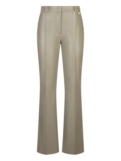 Liu •jo Pearl-detail Flared Trousers In Brown