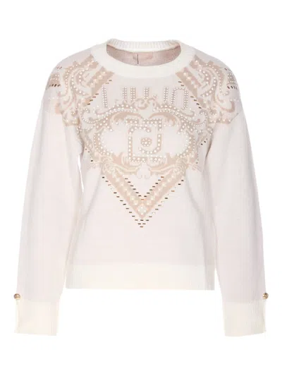 LIU •JO PEARL-EMBELLISHED GRAPHIC TOP