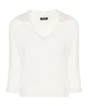 Liu •jo Pearl Neck Knitted Sweater In White