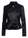 Liu •jo Peplum Hem Jacket With Zippered Cuffs In Black