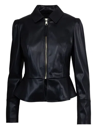 LIU •JO PEPLUM HEM JACKET WITH ZIPPERED CUFFS