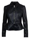 Liu •jo Peplum Hem Jacket With Zippered Cuffs In Black