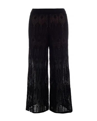 Liu •jo Liu Jo Perforated Knit Trousers In Black