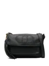 Liu •jo Liu Jo Logo-embellished Black Shoulder Bag With Textured Finish In Black