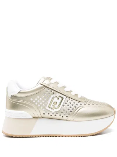 Liu •jo Perforated Platform Sneakers In Gold