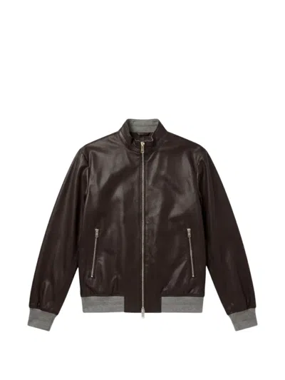 Liu •jo Perforated-leather Bomber Jacket In Brown