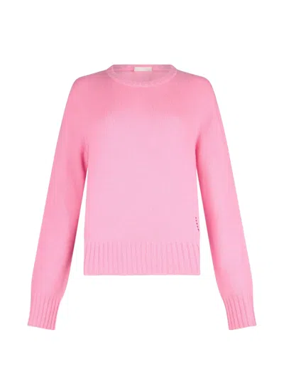 Liu •jo Ribbed Openwork Logo Sweater In Pink